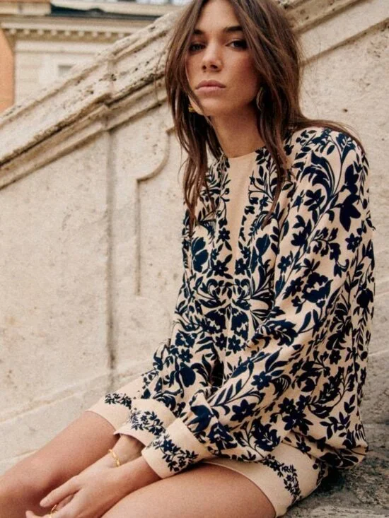 Sézane Black and Tan Nicola Dress - Nora Print size 8/40 - Picture 3 of 6